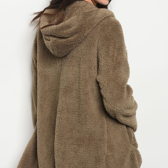 HAILEY MOCHA teddy bear soft Sherpa fleece- Hoodie - Picture 3 of 3